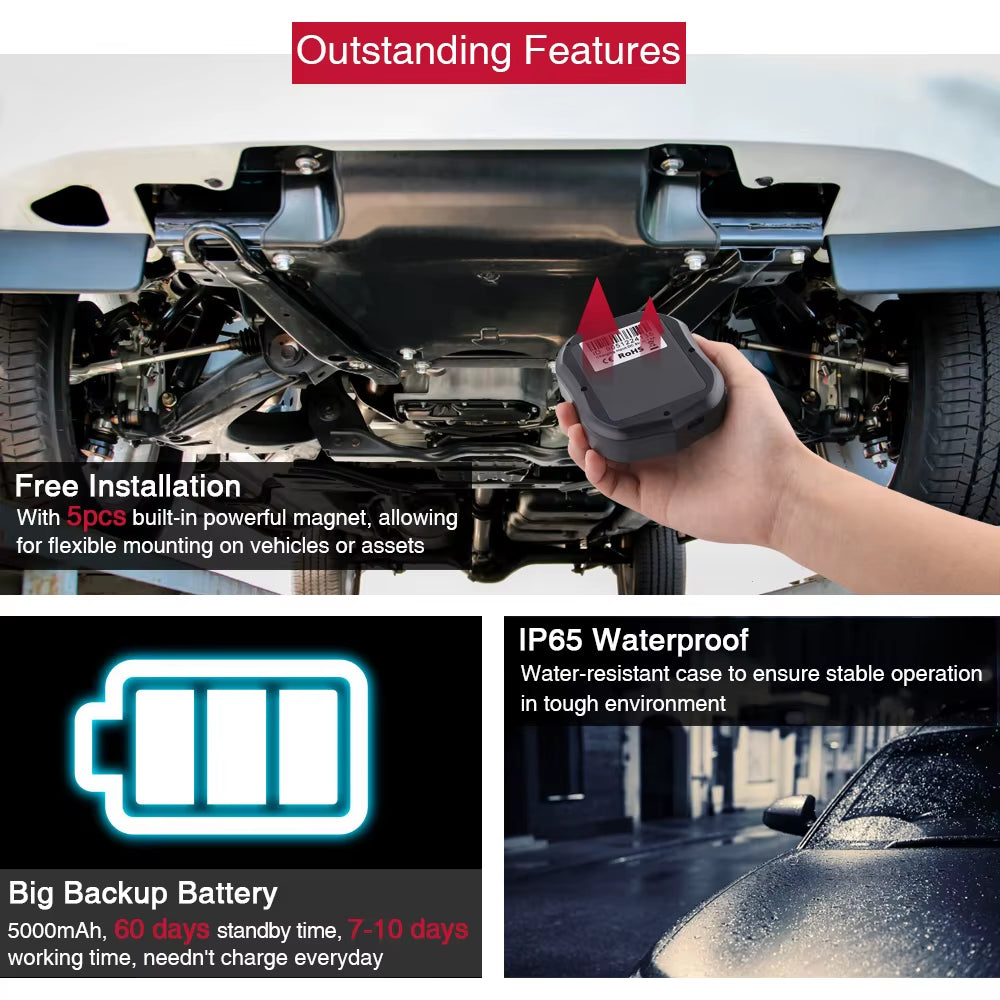 GPS Tracker Car TKSTAR TK905 5000Mah 90 Days Standby 2G Vehicle Tracker GPS Locator Waterproof Magnet Free Web APP